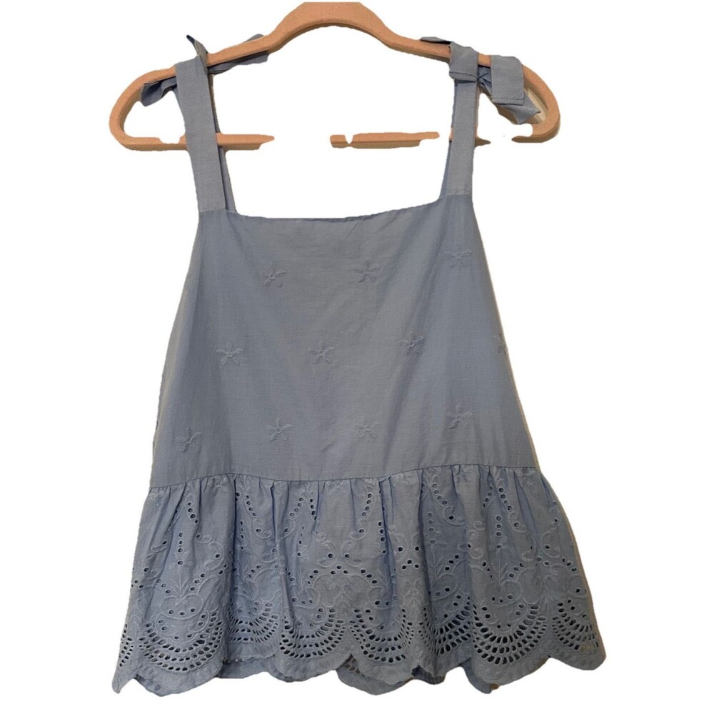 Copper key Peplum Camisole Top light Blue Eyelet Detail Size large NWT